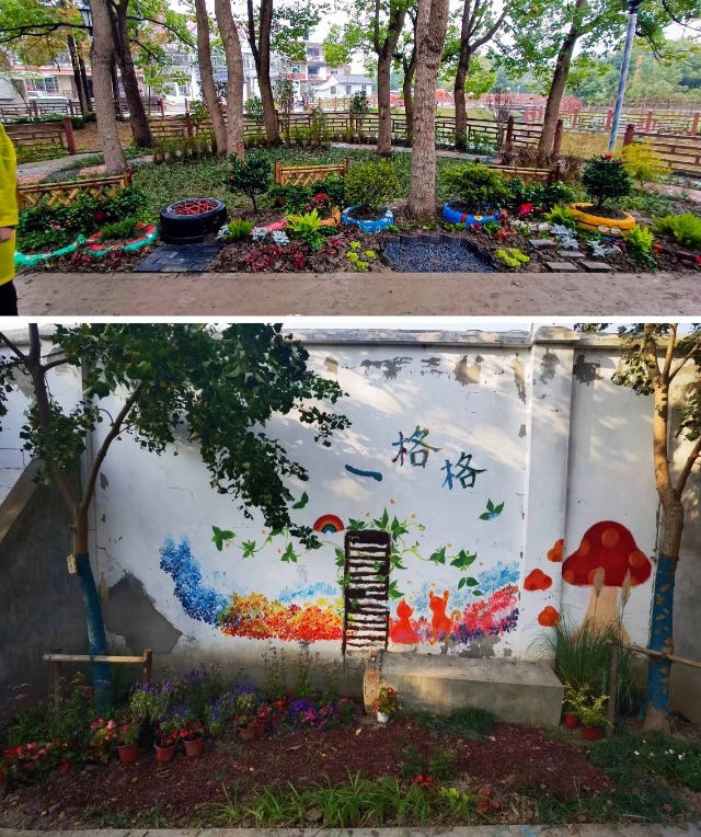 華理師生設(shè)計(jì)打造的鄉(xiāng)村微花園。學(xué)校供圖